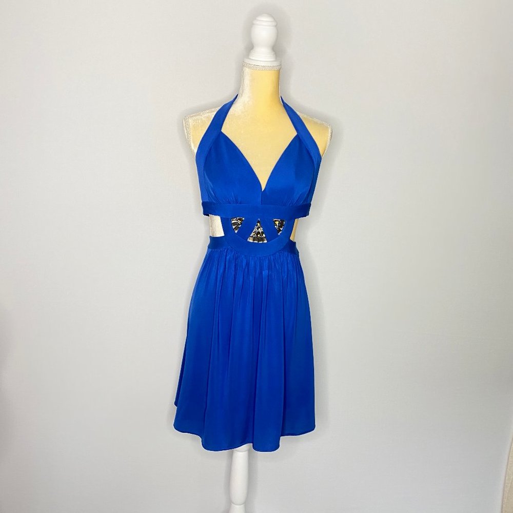 BCBGMaxAzria Dress Back-Less Rhinestones Pleat NWT